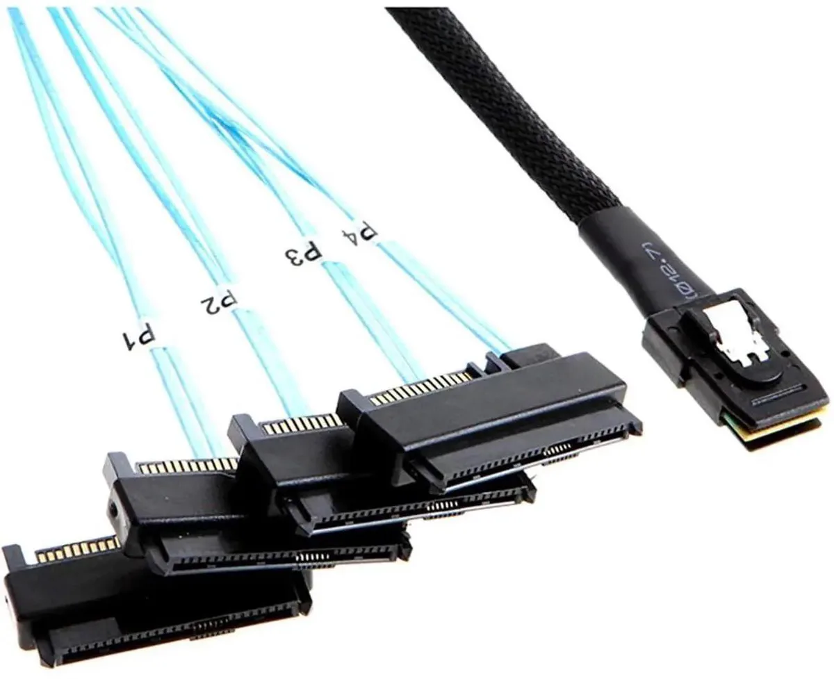 SMUGDESK SMUGDESK Mini SAS SFF8087 to SFF8482 Cable 0.5M 12Gbps 30AWG SATA Power — product photo