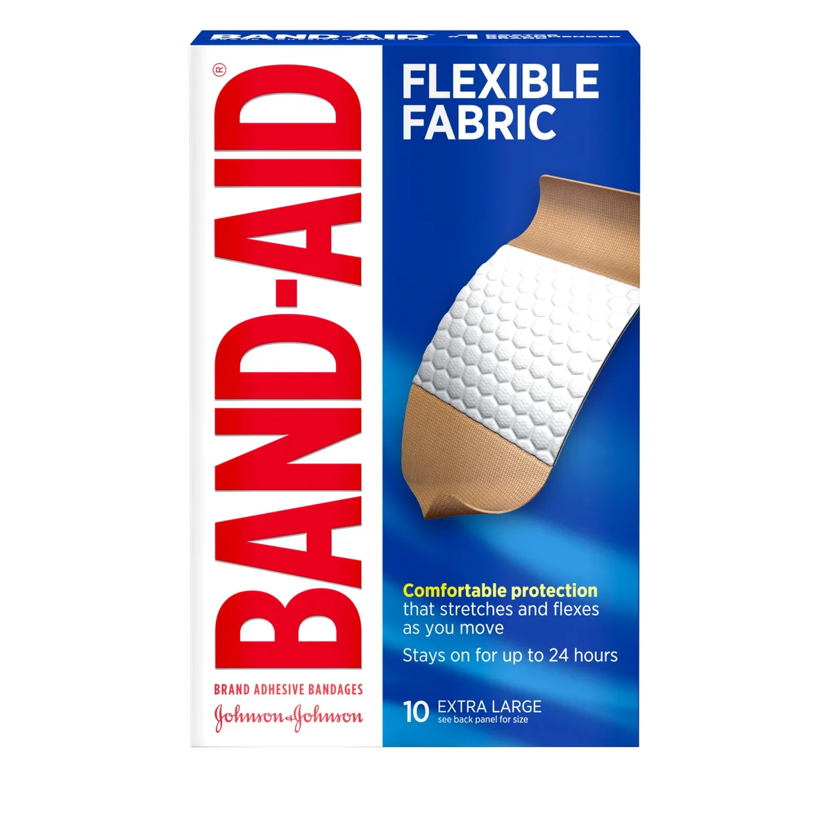  BAND-AID Sterile Flexible Fabric Adhesive Bandages Extra Large 10 Count — product photo