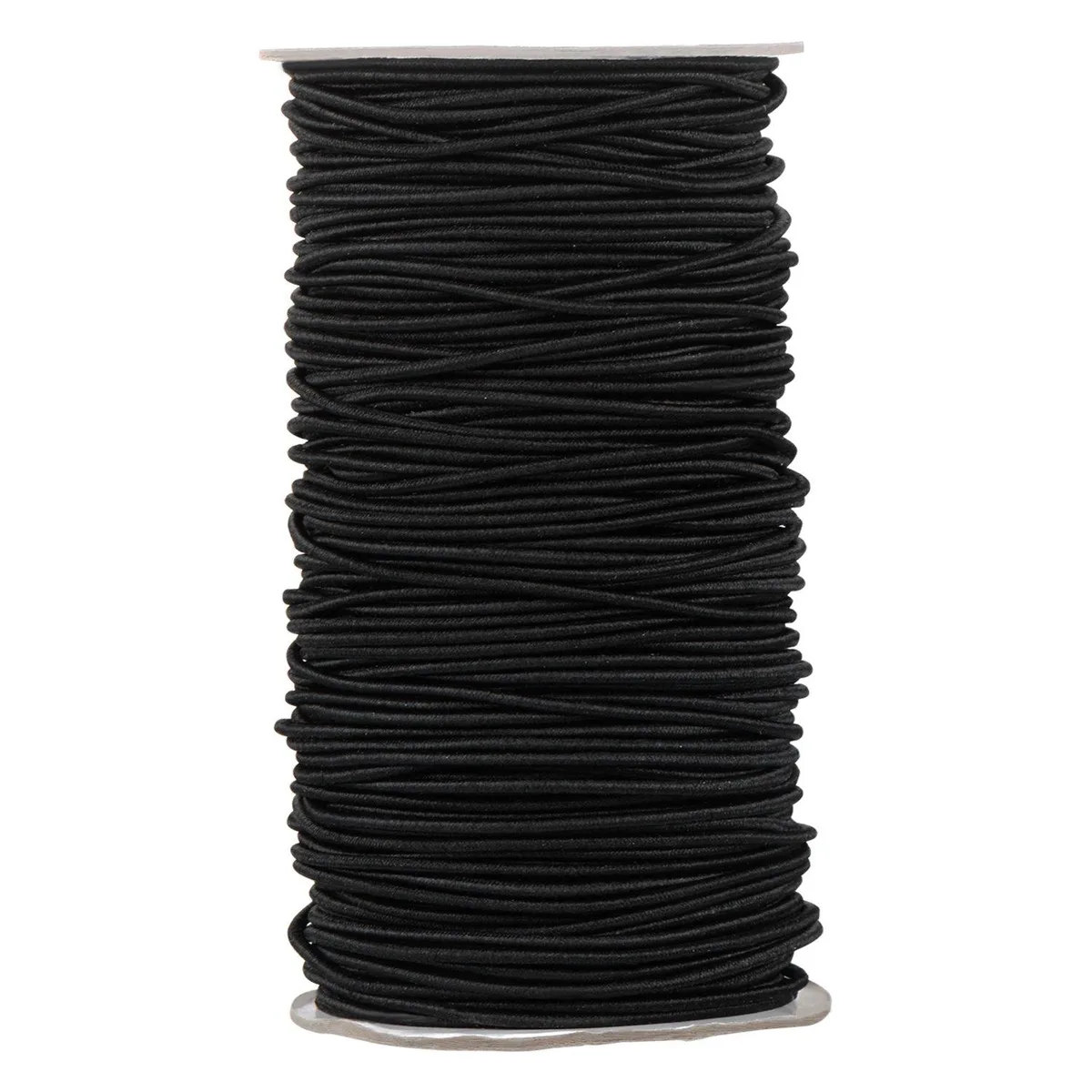 Black elastic cord on paper spool, 100 yards .08 inches wide