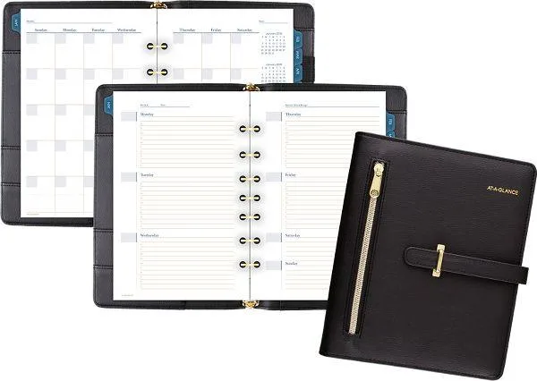 AT-A-GLANCE AT-A-GLANCE DR1118-040-05 Faux Leather Planner Starter Set Desk Size 4 — product photo