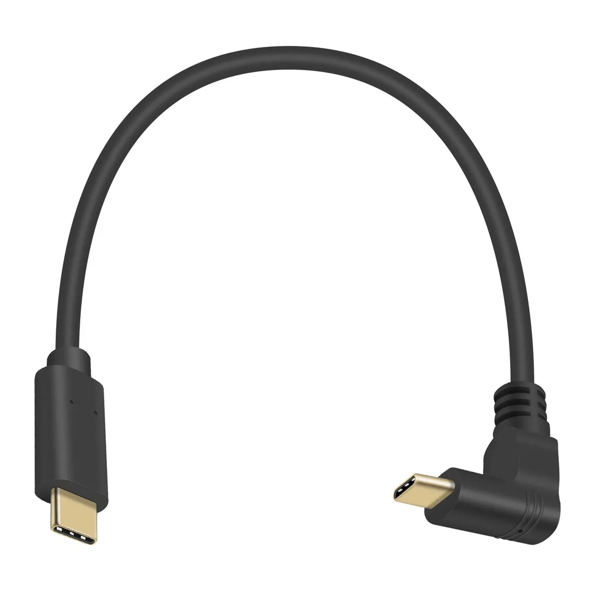 Vszerda Vszerda USB C to USB C Cable 1ft 90 Degree Angled 10Gbps 60W Black — product photo