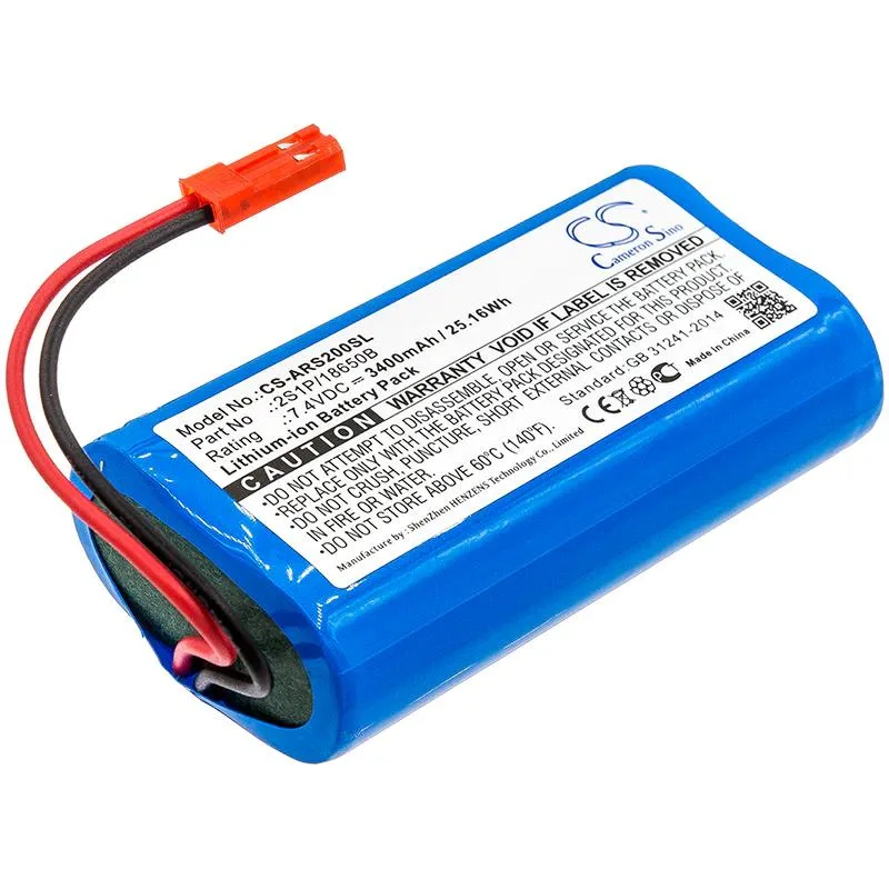 A rectangular lithium-ion replacement battery with a matte black plastic casing and gold contact terminals