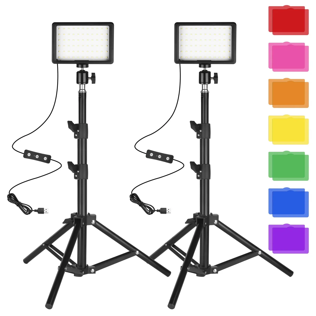 Ci-Fotto PC-02 2-Pack USB LED Panel 5600K 1000LM 66 LED 26-48in Tripod 10 Filters — product photo