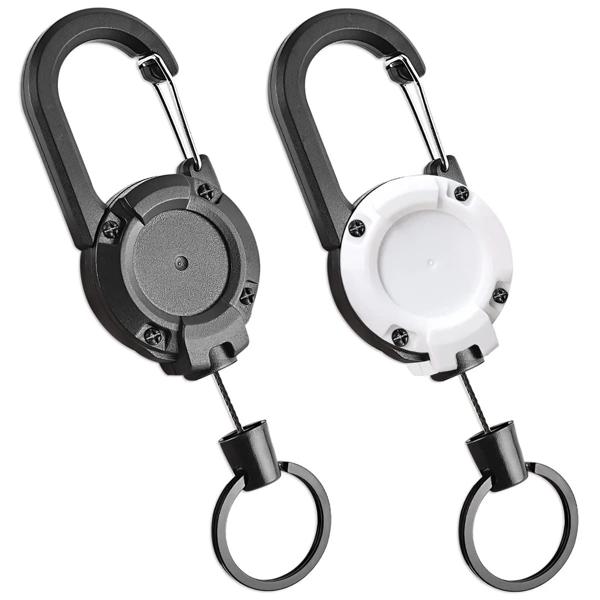  Retractable Heavy Duty 2 Badge Holders 26" Cord Key Lanyard Keyholder — product photo