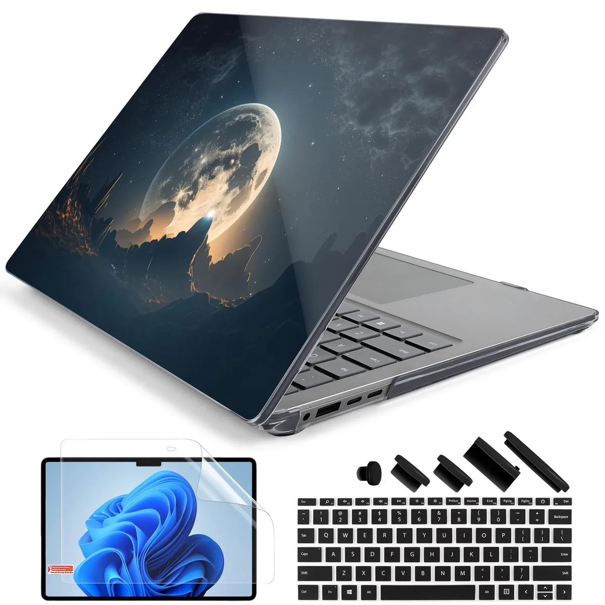 Batianda Batianda Case &amp; Keyboard Cover for Surface Laptop 13.8" 7th Ed 2024 Model 2036 Moon in Sky — product photo