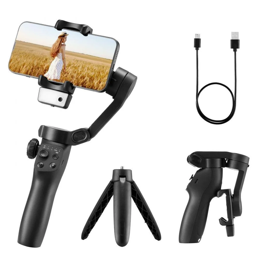 VEVOR VEVOR Gimbal Stabilizer CM8 3-Axis AI Tracking Foldable Black 1.54 lbs — product photo