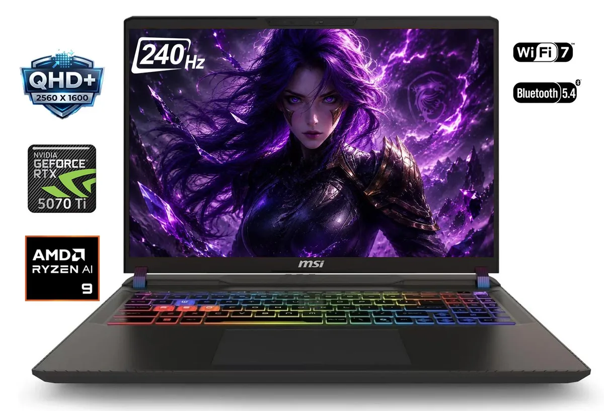 MSI MSI Vector A16 16" QHD+ 240Hz Ryzen 9 8940HX RTX 5070 Ti 12GB 32GB 1TB gaming laptop — product photo
