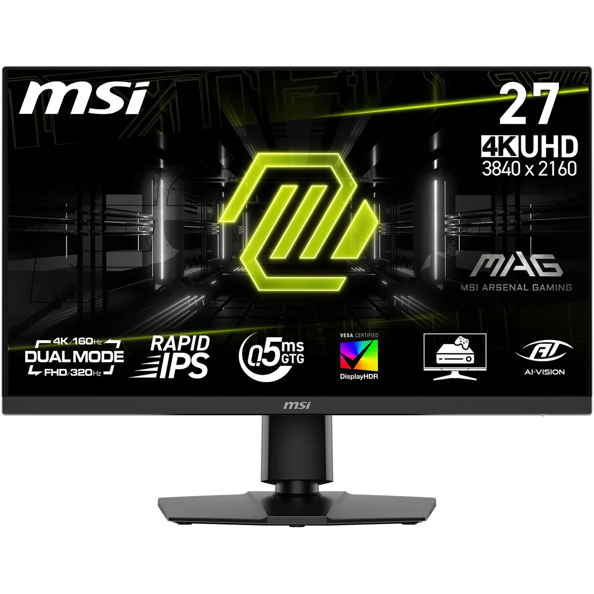 MSI MSI MAG 272URDF E16 27" 4K 160Hz / FHD 320Hz gaming monitor — product photo