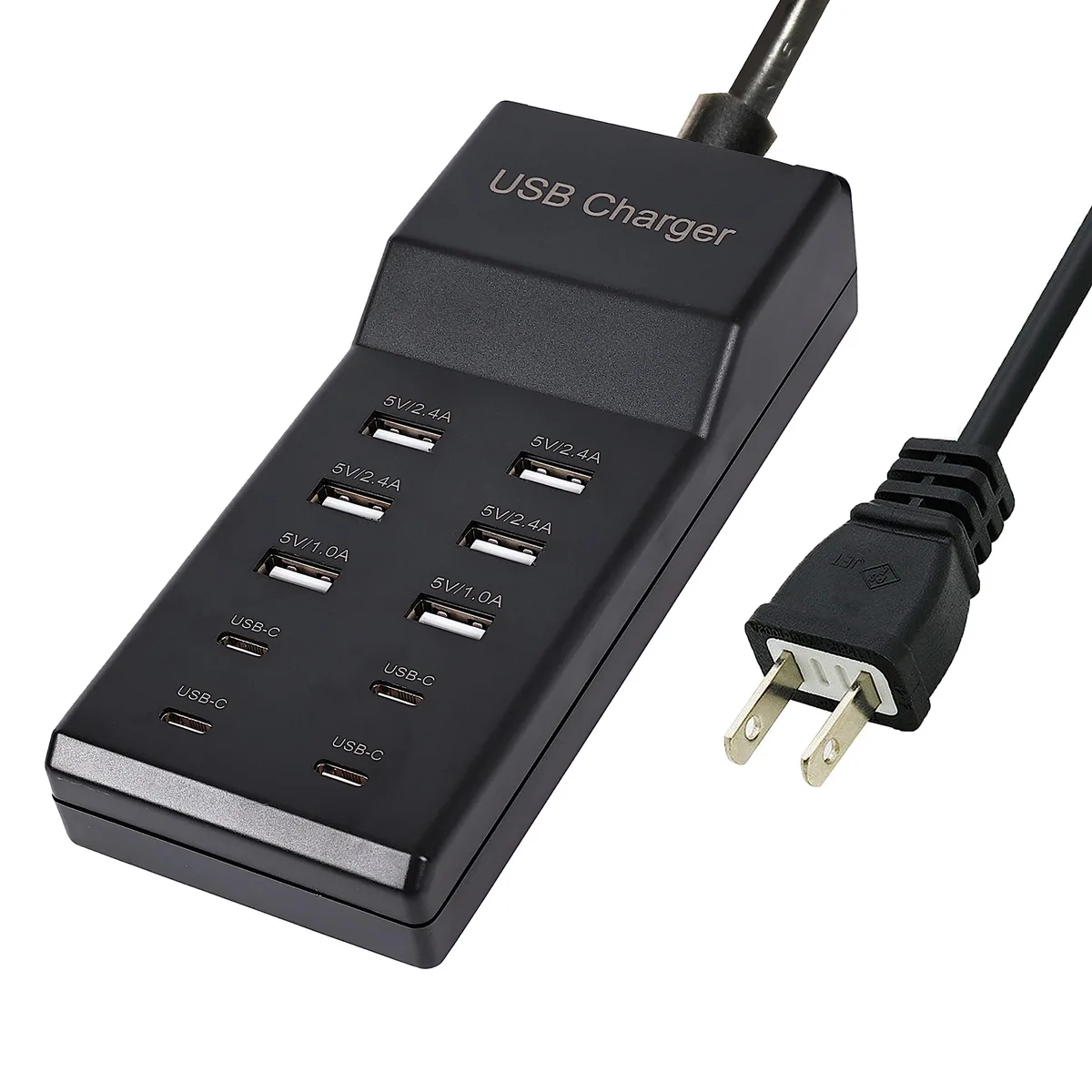 KEHIPI KEHIPI 6A4C-50W 10-Port USB Charger (6 USB-A, 4 USB-C) Black — product photo