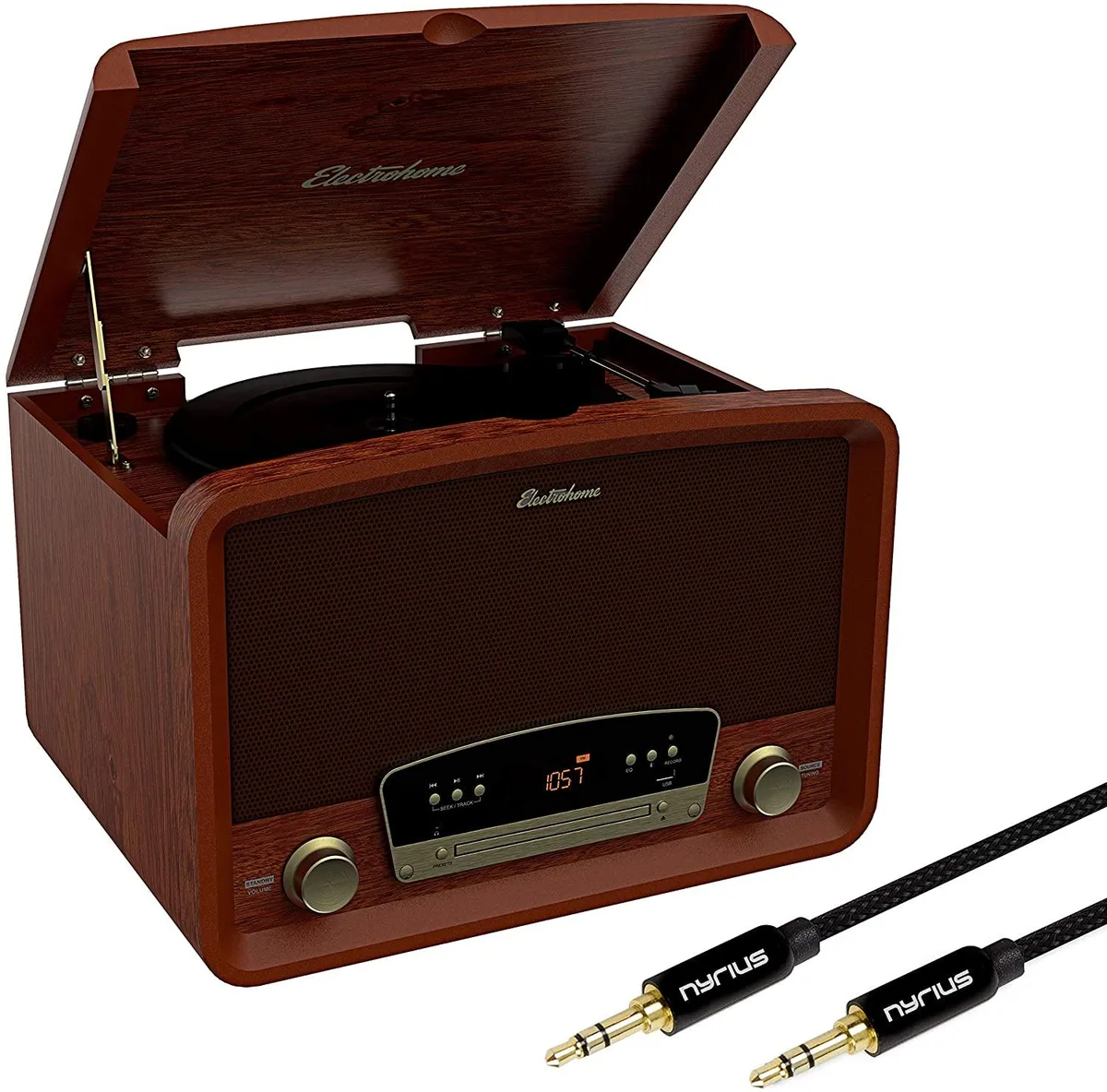 ELECTROHOME ELECTROHOME Kingston RR75AC03 7-in-1 Turntable Brown — product photo