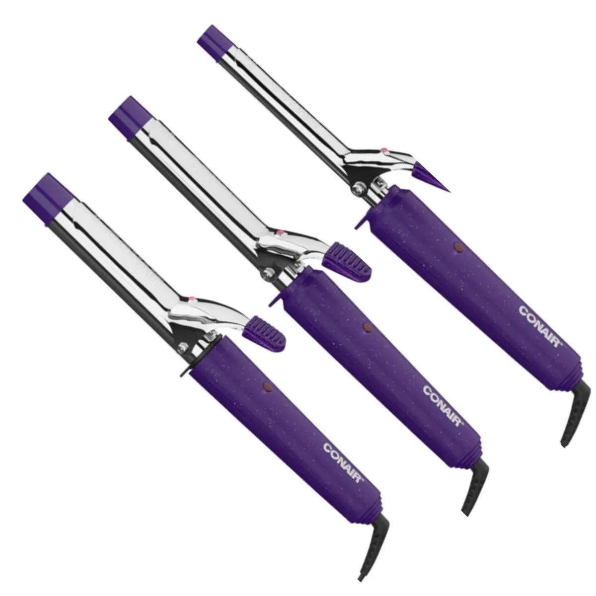  Conair Supreme Curling Iron Combo Pack Purple/Glitter 3-Piece Assortment 10 Heat Settings CB433 — product photo