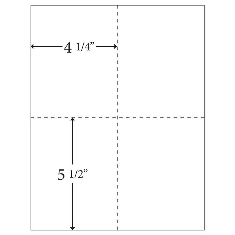 KDM KDM 8.5 x 11 Laser Cut Paper 24# Vertical Perf 4-1/4 Horizontal Perf 5-1/2 Carton 2500 — product photo