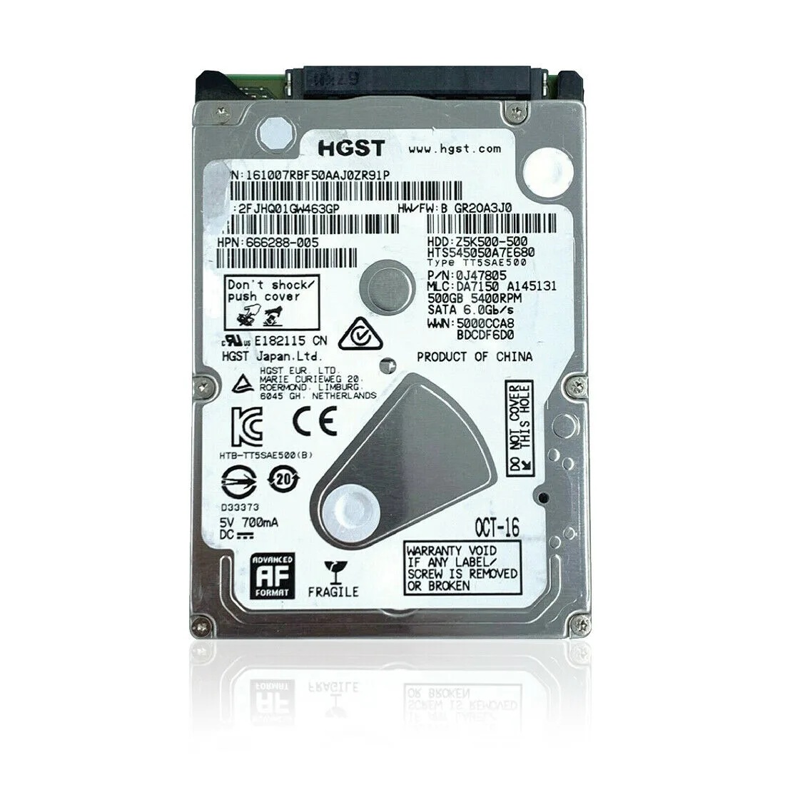 HGST HGST HTS545050A7E680 2.5" 500GB 5400rpm 8MB SATA internal hard drive — product photo