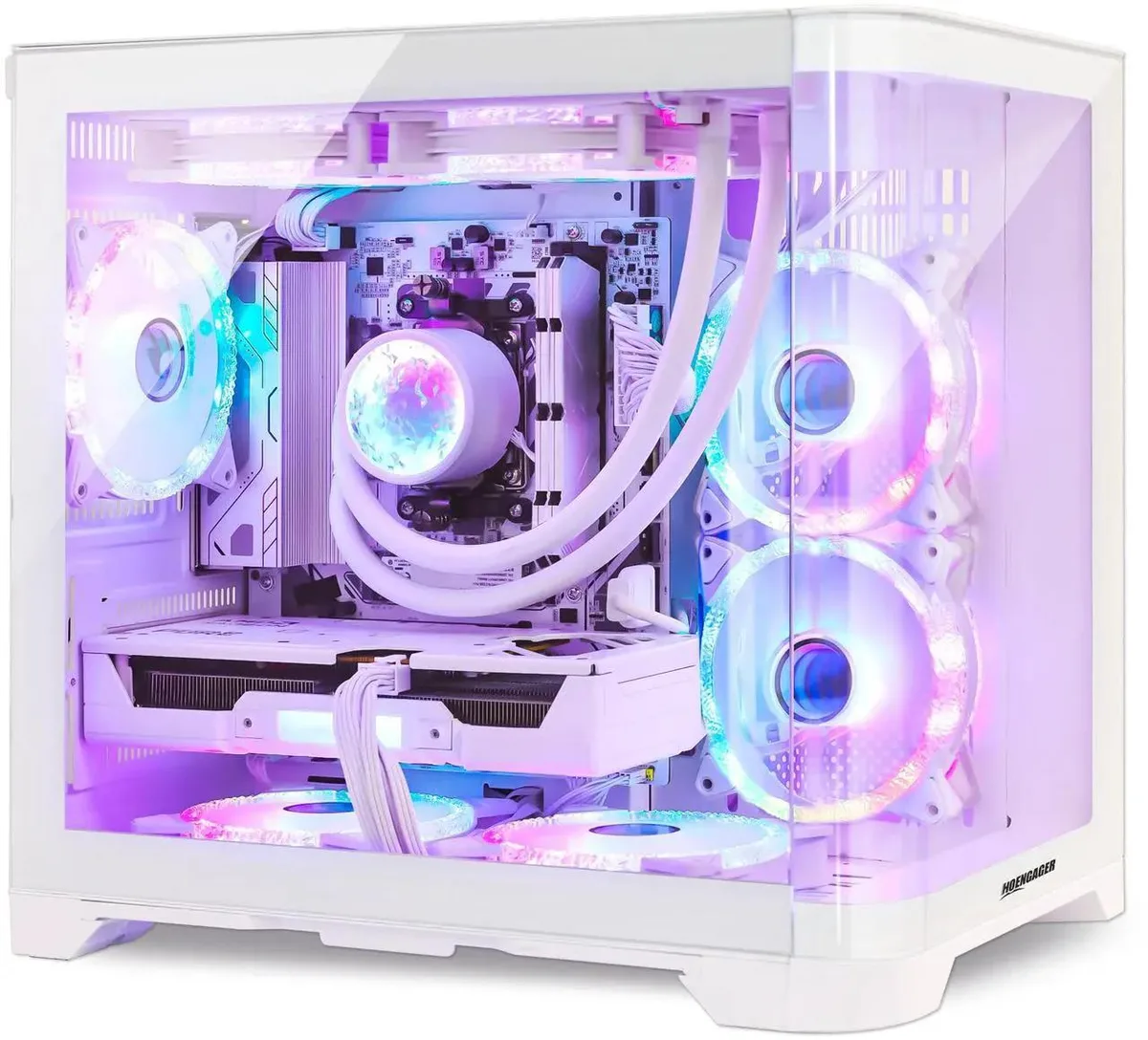 Hoengager Hoengager RX 9060 XT 16GB Gaming PC Ryzen 5 9600X 32GB DDR5 3TB White Liquid Cooler — product photo