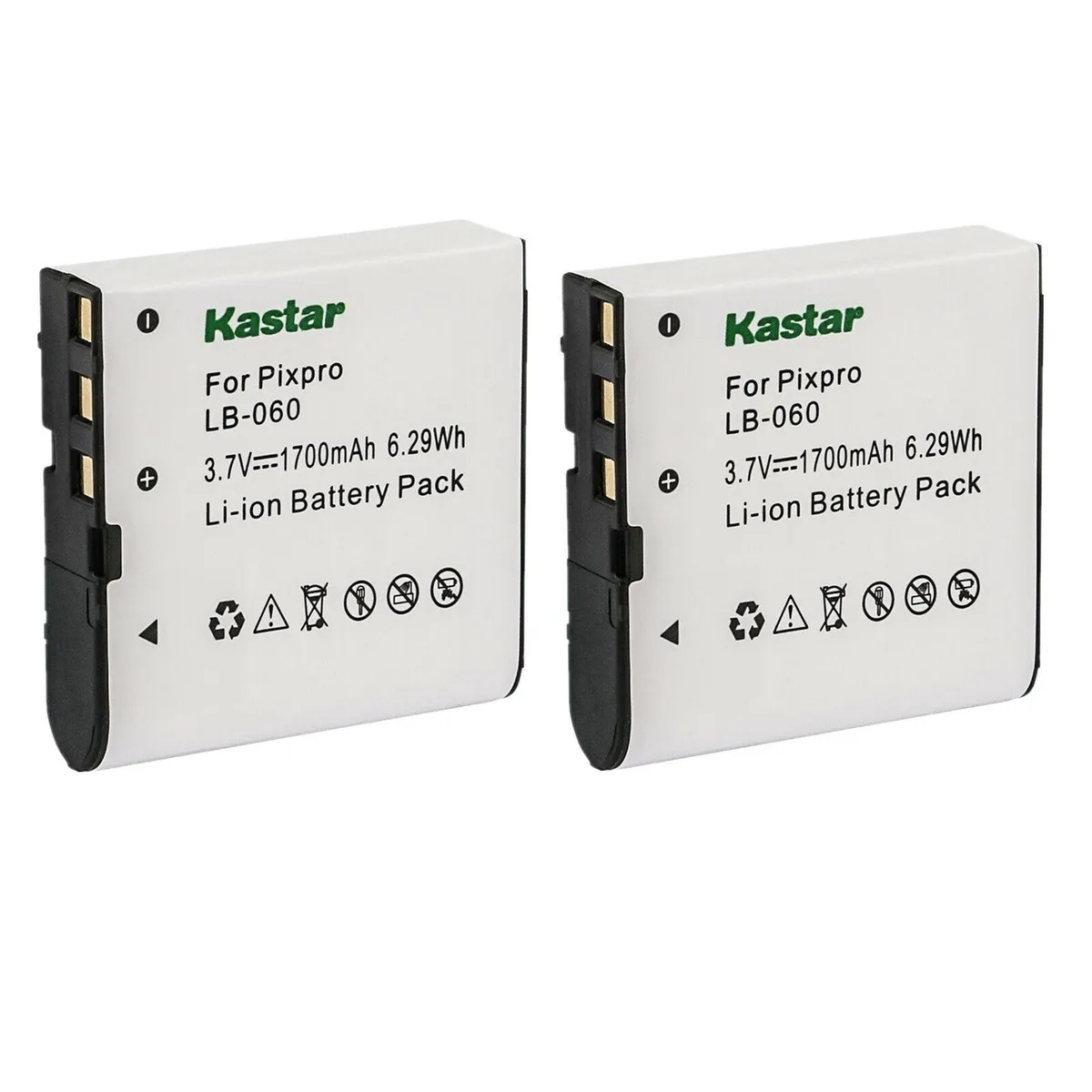 Kastar Kastar LB-060 2-Pack Li-Ion Camera Battery for VJIANGER 4K Digital Camera 1700mAh 3.7V — product photo
