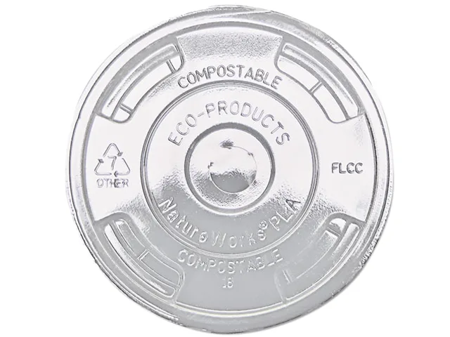 Eco-Products Eco-Products EP-FLCC Flat Clear Compostable Cold Drink Cup Lids White Carton 1000 — product photo