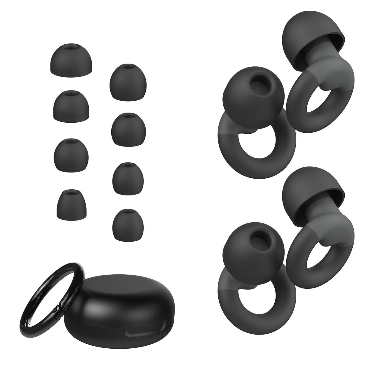  JUSTRVN PNC206-Black Silicone Earplugs 25-30dB 2 Pairs Black — product photo