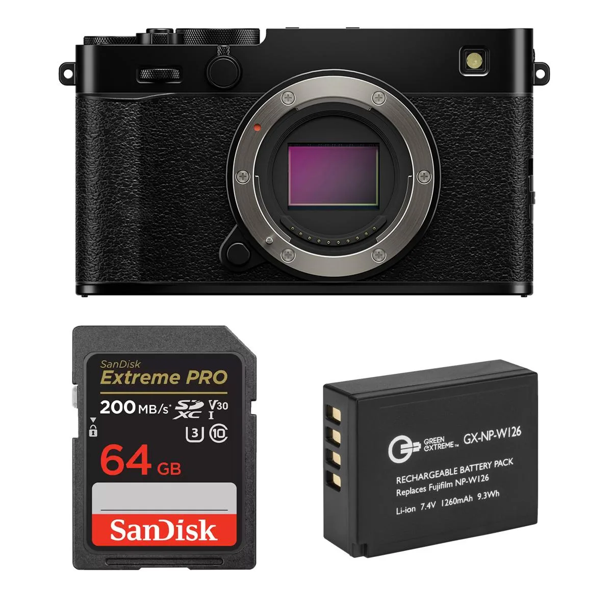 FUJIFILM FUJIFILM X-E5 compact mirrorless camera Black bundle 64GB card NP-W126S — product photo