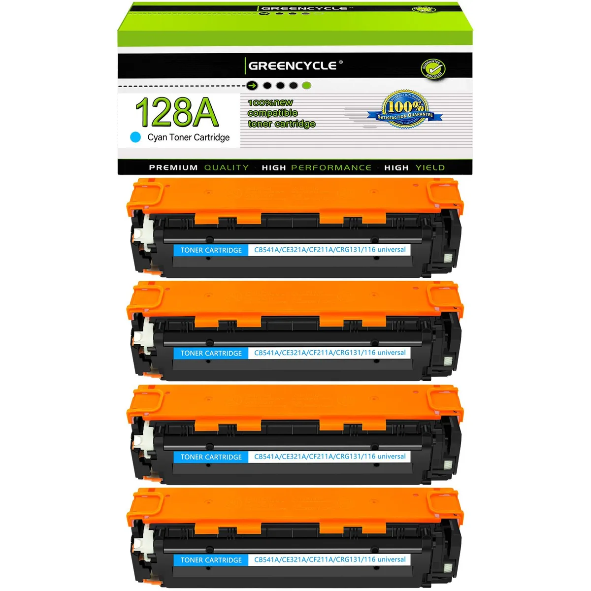 GREENCYCLE GREENCYCLE 128A CE321A Cyan Toner Cartridge 4 Pack 1300 pages — product photo