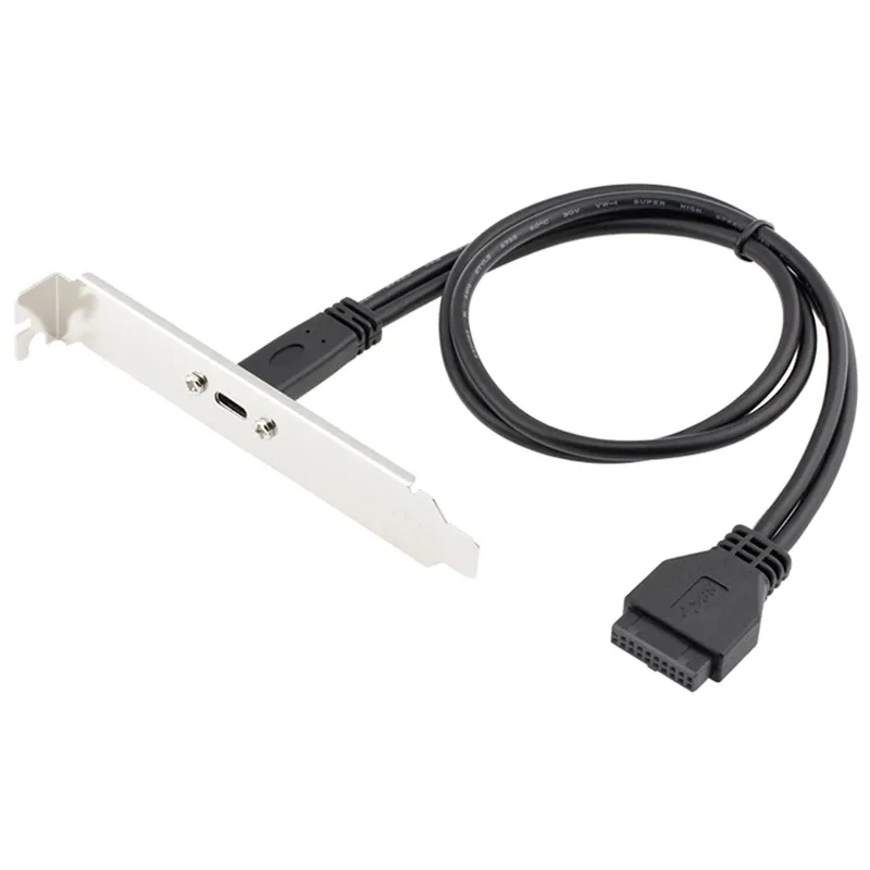 A 50 cm cable with a 20 pin female header and USB-C connector, plus a PCIe bracket