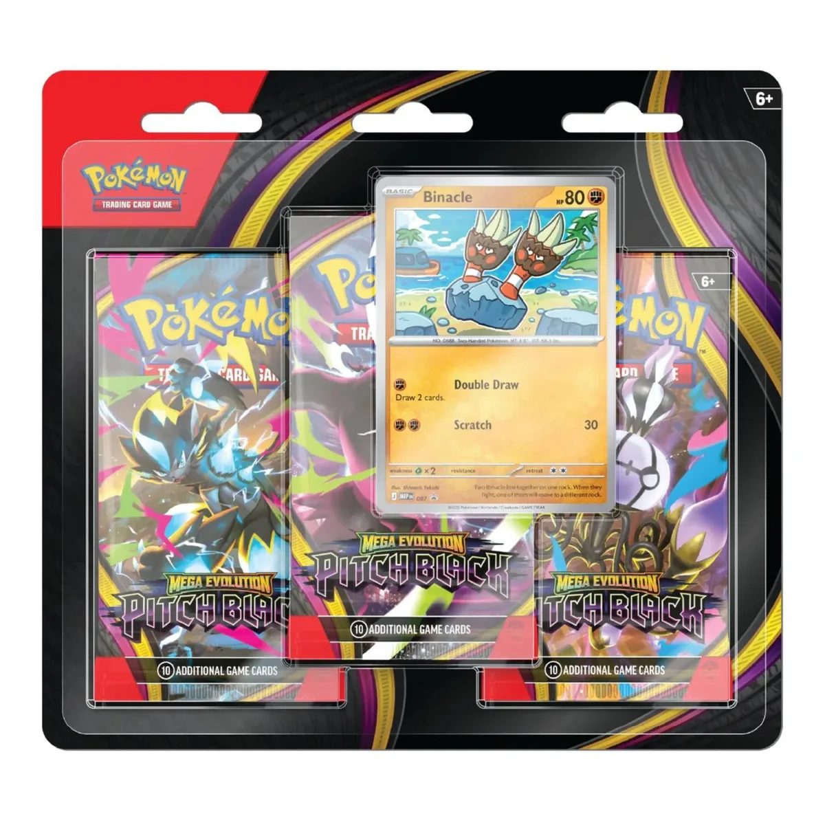 Pokemon Pokemon ME5 Mega Evolution Pitch Black 3-Pack Blister Binacle trading card — product photo