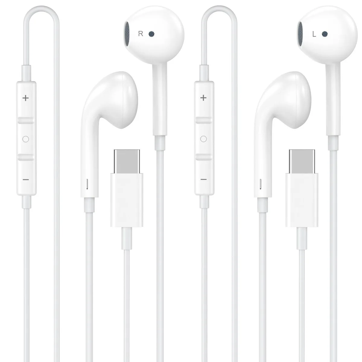  FUHAYA AKUSFBA-215 USB-C In-Ear Headphones White 2 Pack — product photo