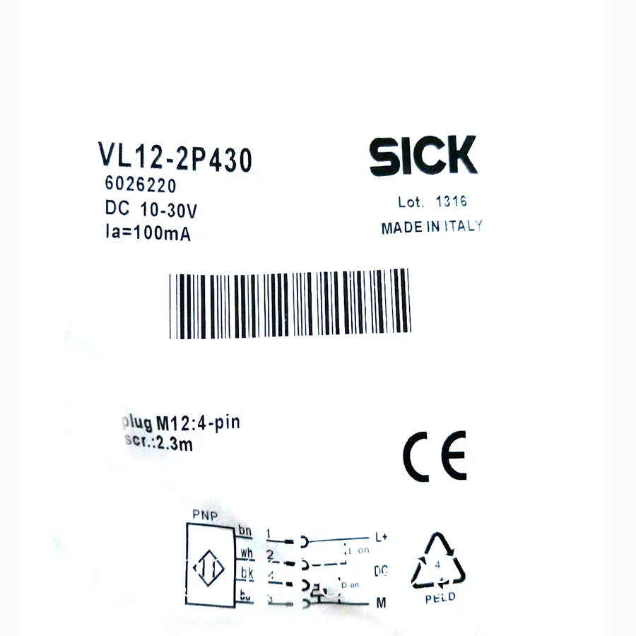 Sick Sick VL12-2P430 Photoelectric Switch PNP 10-30 V DC M12 4-pin IP67 — product photo