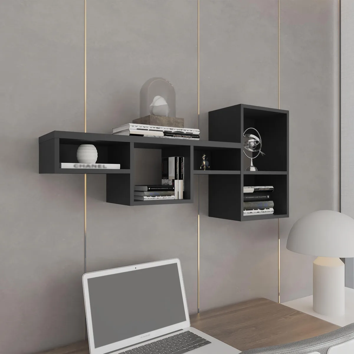 tuphen tuphen 47" 7-Tier Wall Bookshelf Black — product photo