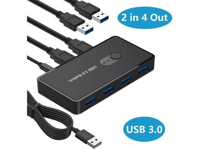 LORDWORLD LORDWORLD USB 3.0 Switch 2 in 4 Out KM Switcher Box — product photo