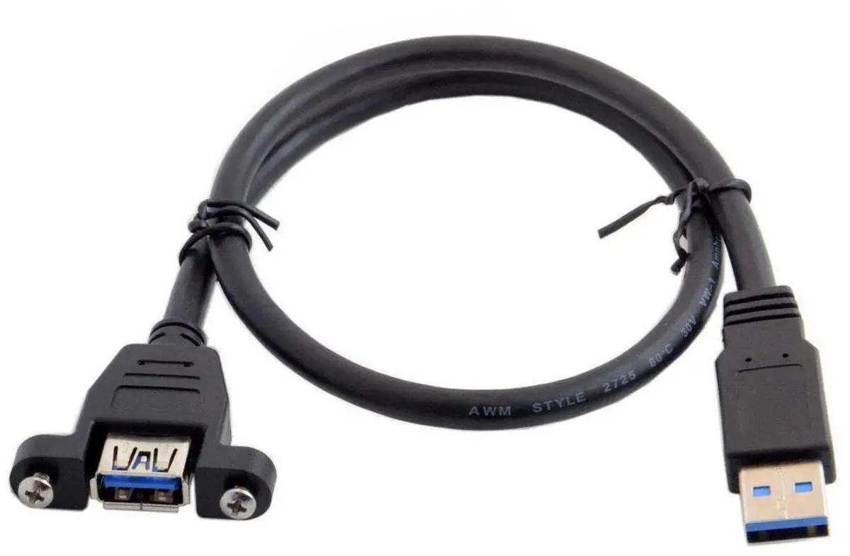 SMUGDESK SMUGDESK 50cm USB 3.0 TypeA Male to Female Extension Cable with Panel Mount Screws — product photo