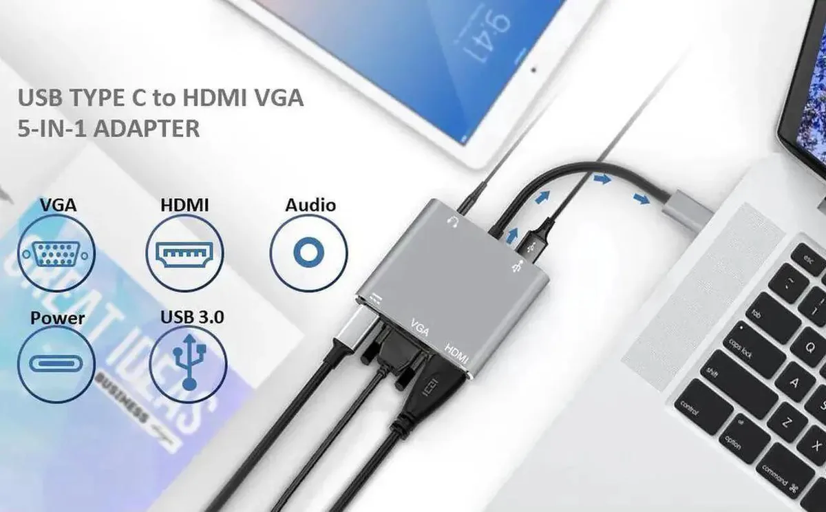 SMUGDESK SMUGDESK 5-in-1 USB-C Multiport Adapter 4K HDMI 1080P VGA USB 3.0 PD 3.5mm Audio — product photo