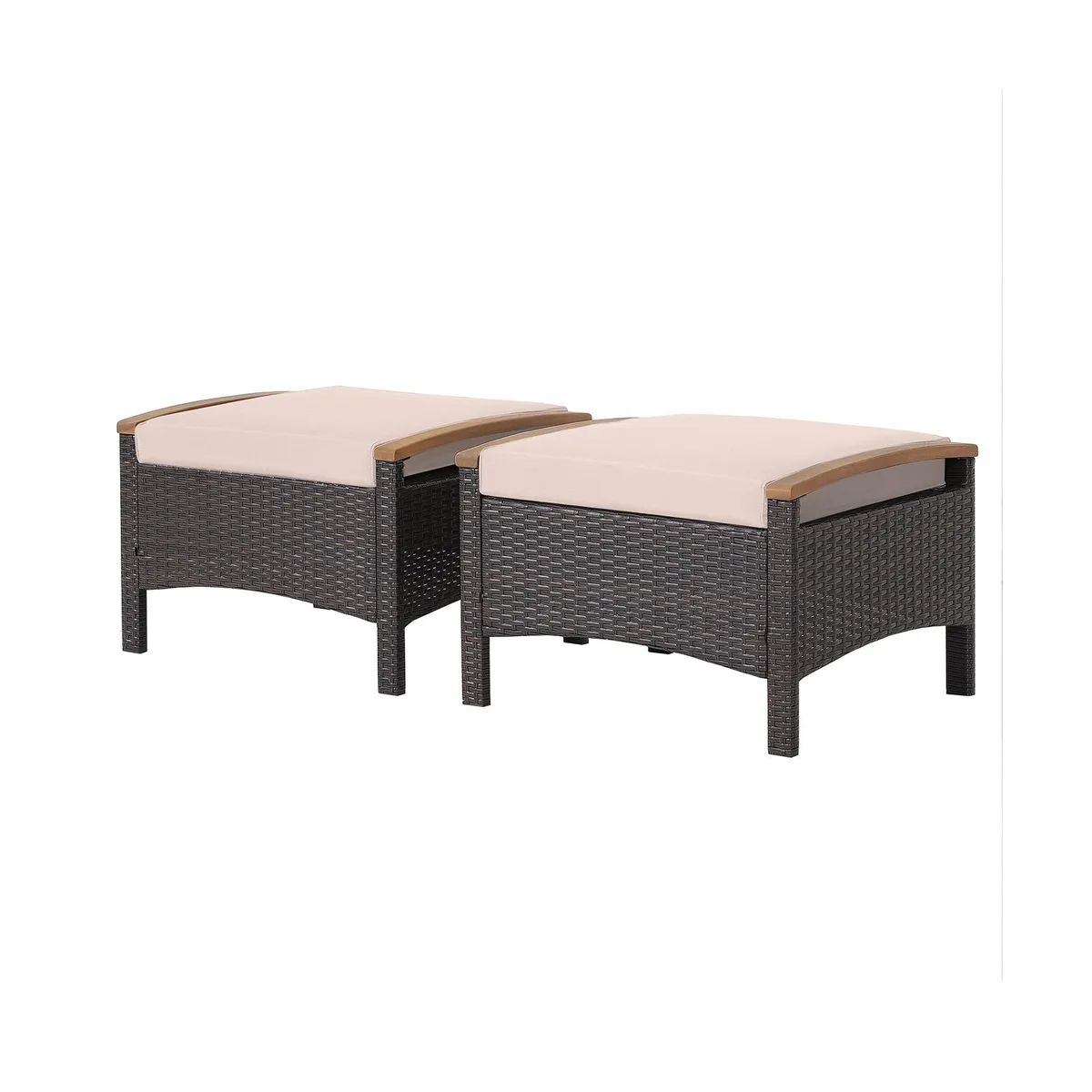 SlickBlue SlickBlue Wicker Patio Ottoman Set of 2 Brown 400 lbs Capacity — product photo