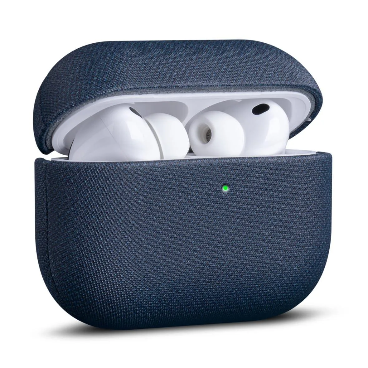 Hand-stitched vegan leather AirPods Pro 3 case with woven texture and wrist strap