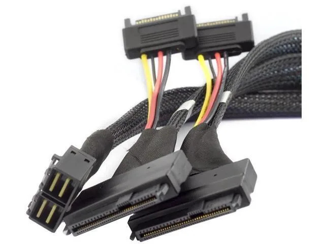 Fervit Fervit .5m Mini SAS HD 8643 4i to Dual SAS 8639 SATA Cable with 15Pin Power 12Gbps 32AWG — product photo