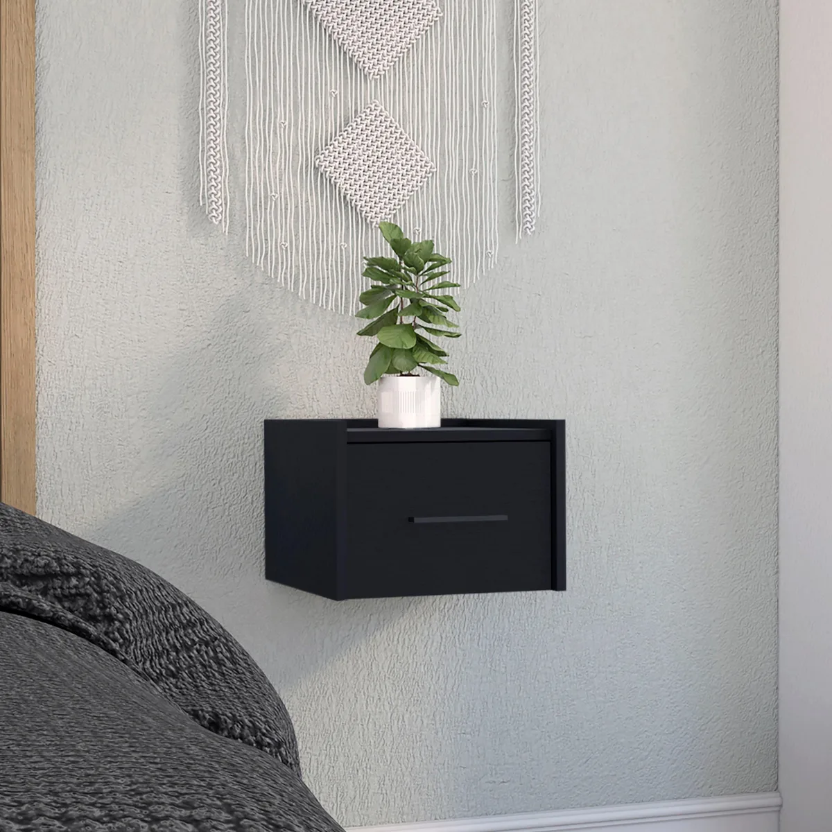 tuphen tuphen Boa Floating Nightstand Black 13.8W 13.2D 10.4W 5.5H — product photo