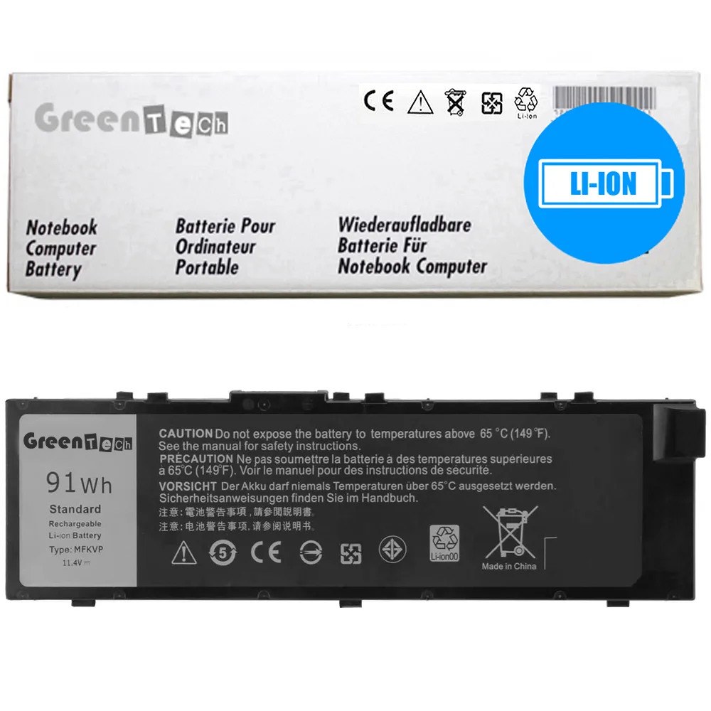 NShi NShi laptop battery 11.4V 91Whr 9 cell for Dell Precision 7510 7520 7710 7720 — product photo