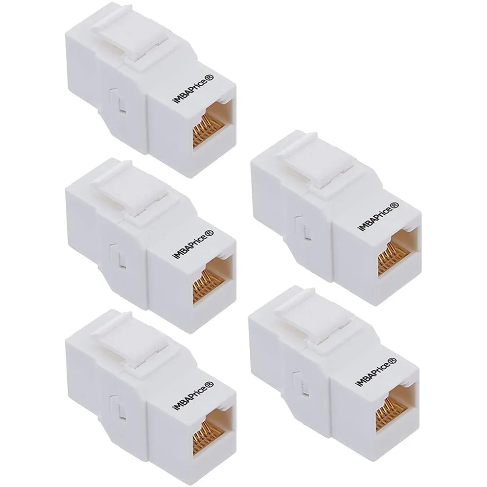 iMBAPrice iMBAPrice RJ45 Keystone Jack Inline Coupler Cat6 Cat5e 5 Pack White — product photo