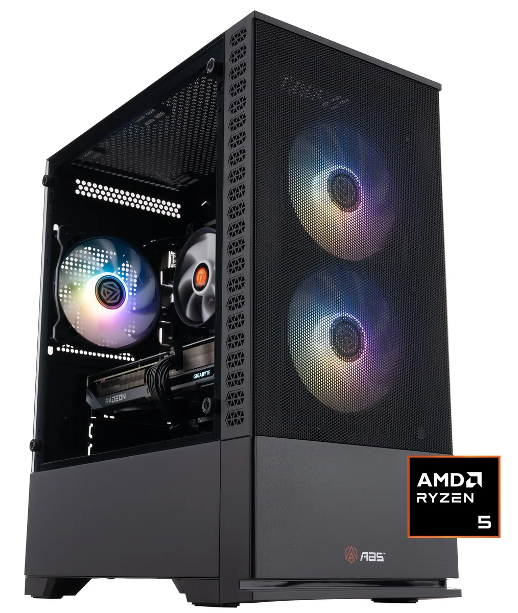 ABS ABS CR9600X9060 refurbished gaming PC Ryzen 5 9600X Radeon RX 9060 XT 32GB DDR5 1TB NVMe — product photo