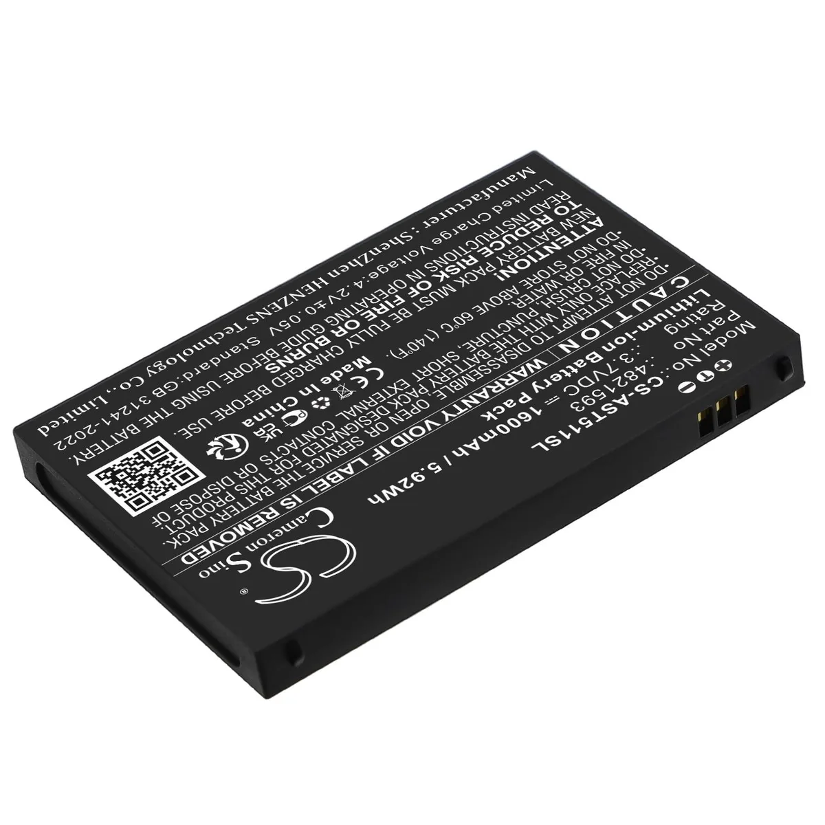  Cameron Sino ASSA ABLOY VOT1511L2R01 1600mAh 3.7V lithium polymer battery — product photo