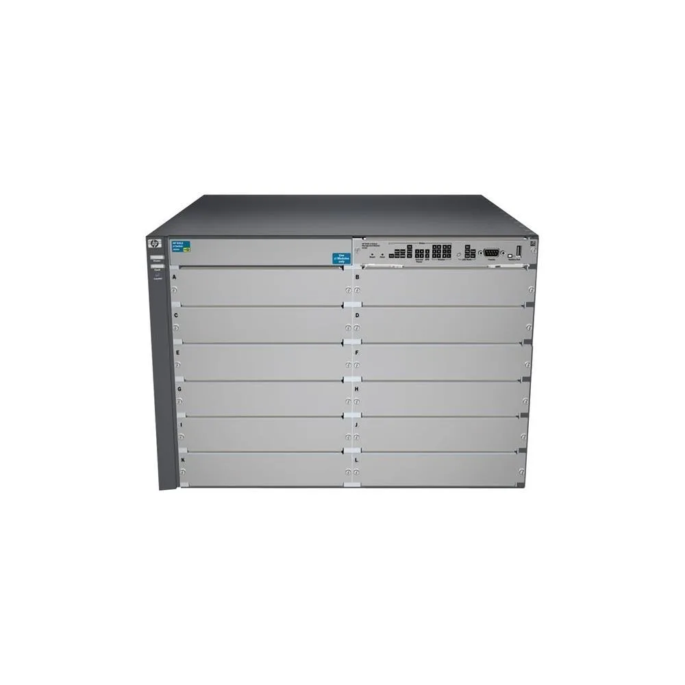 HPE E5412 zl 12-slot switch chassis, silver metal rackmount form factor