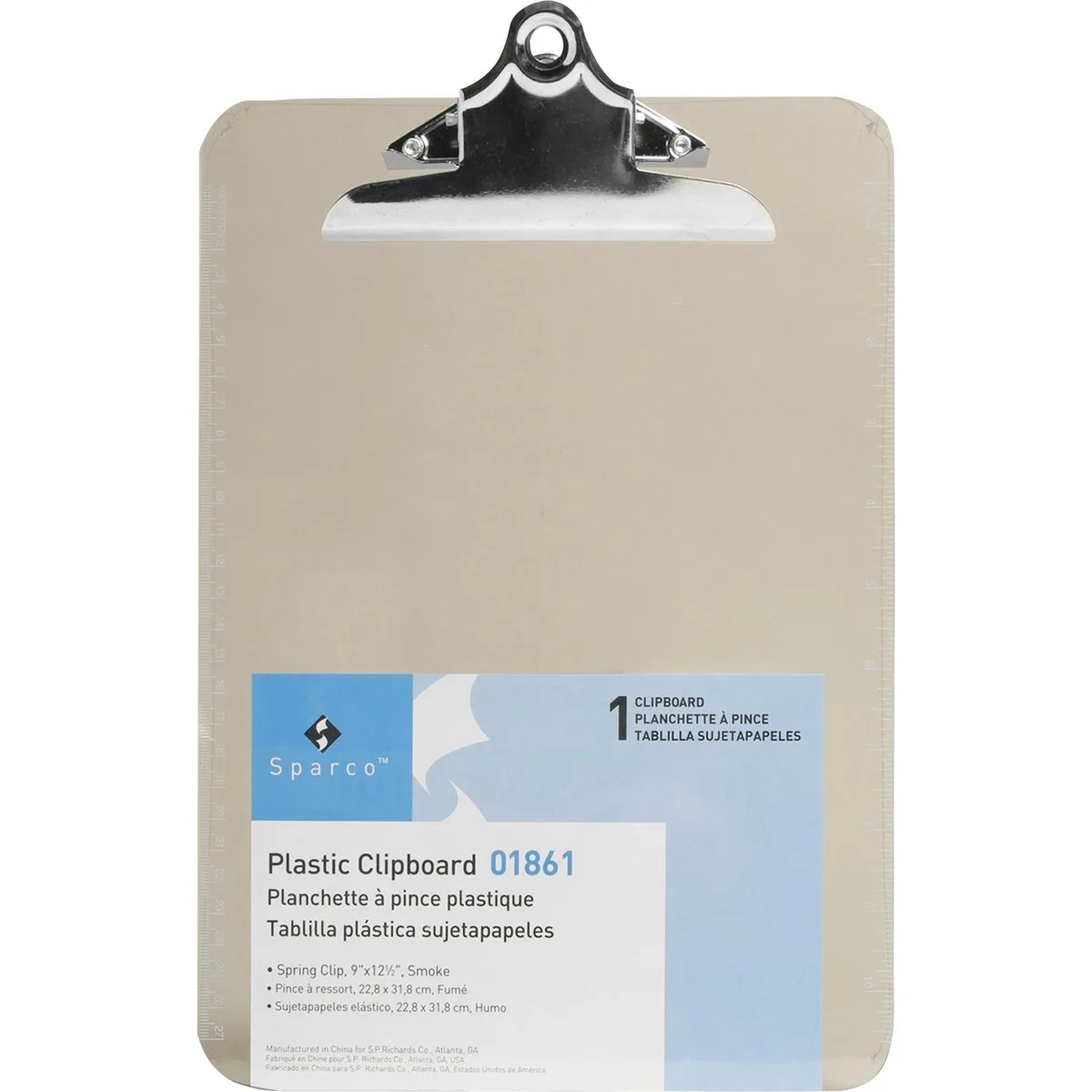 Sparco Products Sparco Products 1861 Clipboard Clip Smoke 9" x 12 1/2 — product photo