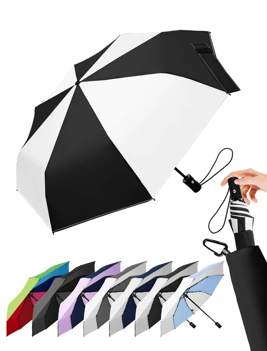 LILAC 43" Auto Open Two-Tone Black 8-Rib 11" Fold — product photo