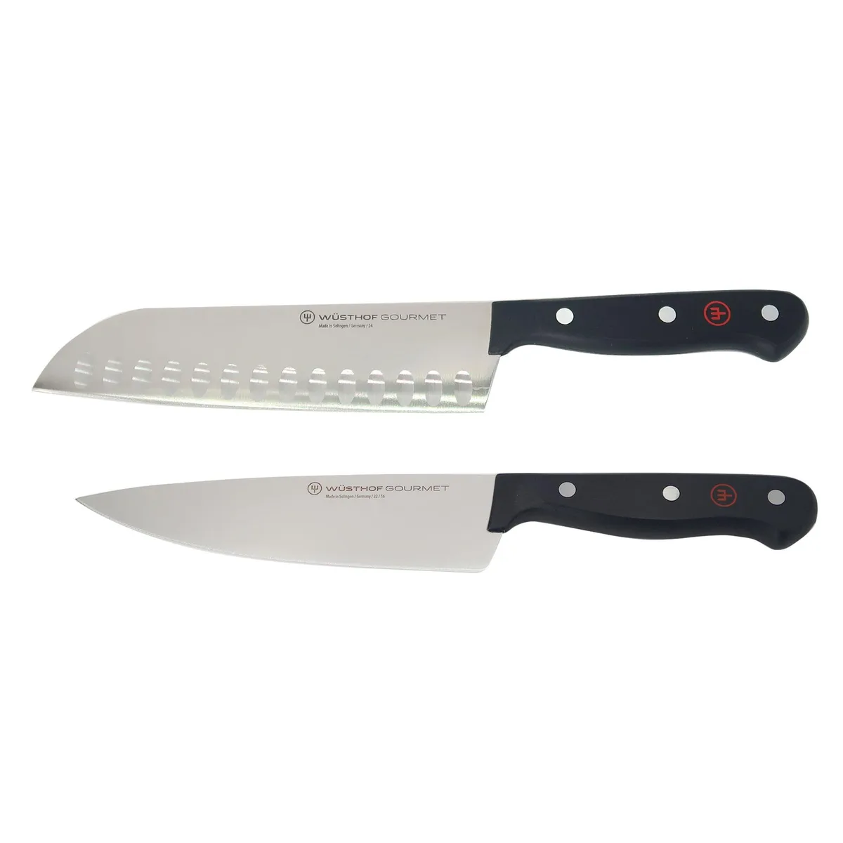Wusthof Wusthof Gourmet 7" Hollow Edge Santoku Knife Black with 6" Chef's Knife — product photo
