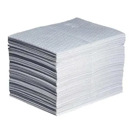 White polypropylene absorbent mat pads perforated 10 by 15 inches 100 pack