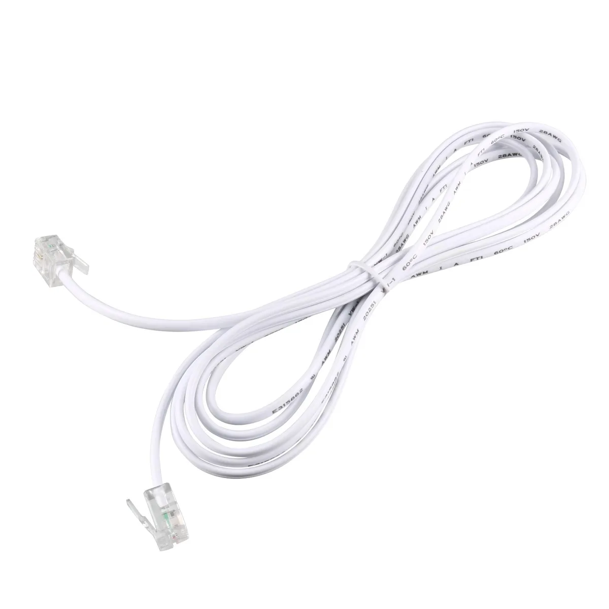 Unique-Bargains Unique-Bargains RJ11 6P2C Telephone Cord Spade Lug White 2m — product photo