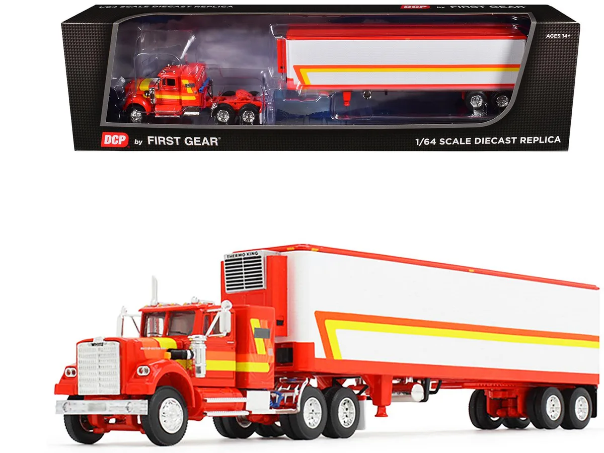 First Gear First Gear White Western Star 4900 36" Sleeper &amp; Wilson 40' Trailer 1/64 Diecast — product photo