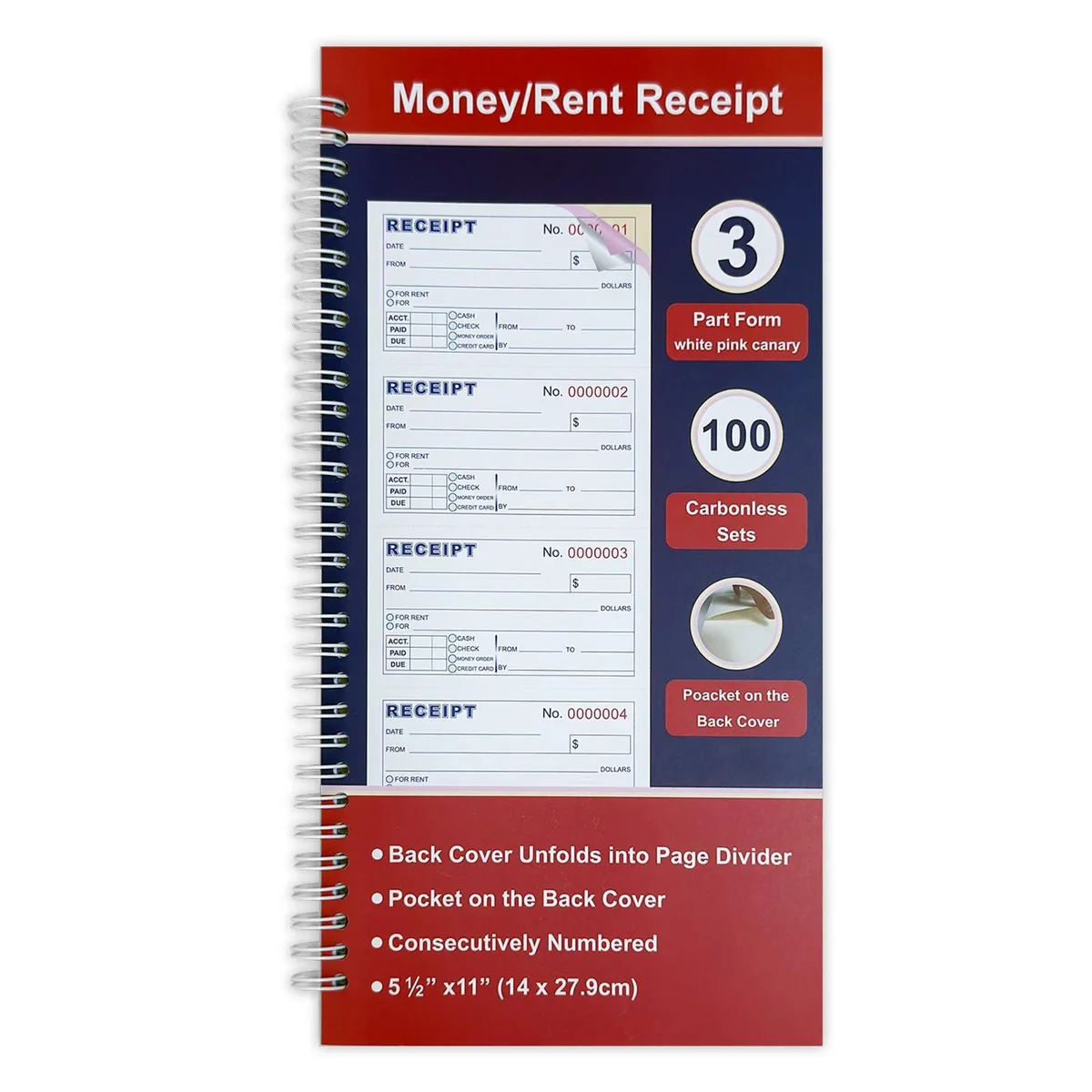 Brother IWIZ110 3-Part Carbonless Receipt Book 5.5x11" 100 Sets — product photo