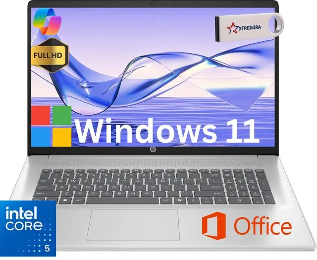 HP HP 17 Business Laptop 17.3" FHD Intel Core 5 120U 32GB 512GB SSD Windows 11 Home Silver — product photo