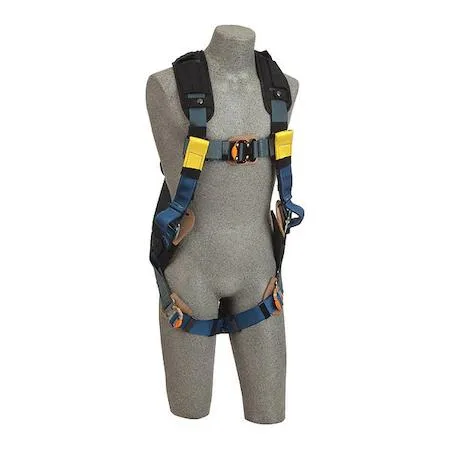 Medium blue full-body safety harness with quick-connect buckles