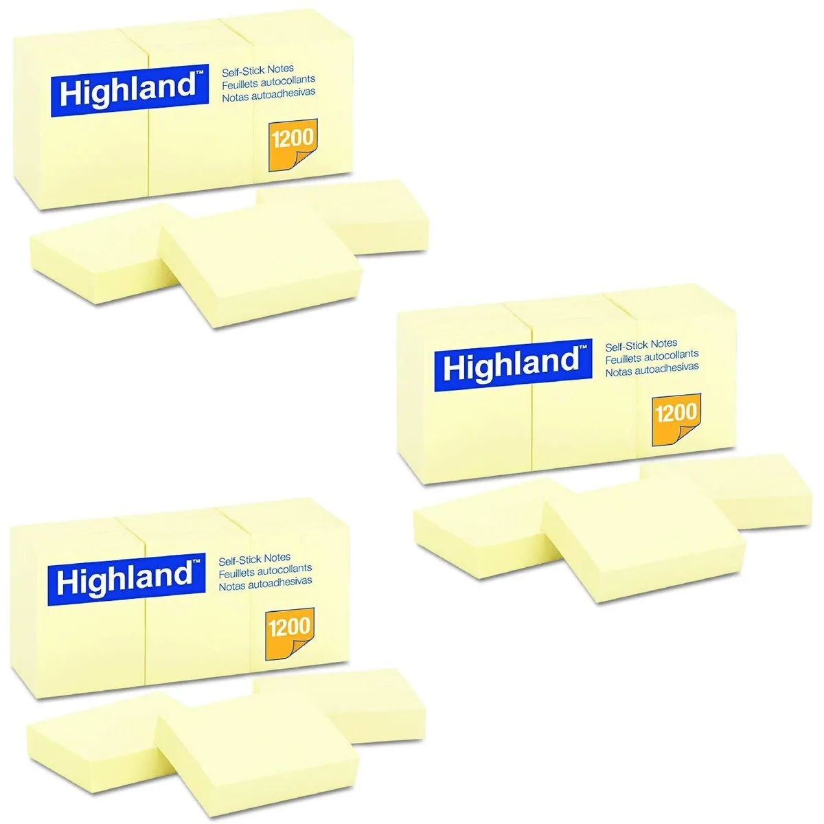  Highland MMM6539-1 sticky notes, 1.50 x 2.00 in, Yellow, 100-sheet, 36 pack — product photo